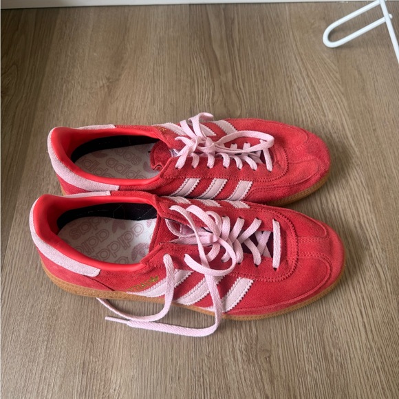 adidas Red Suede Sneakers with Pink Accents - Picture 2 of 4